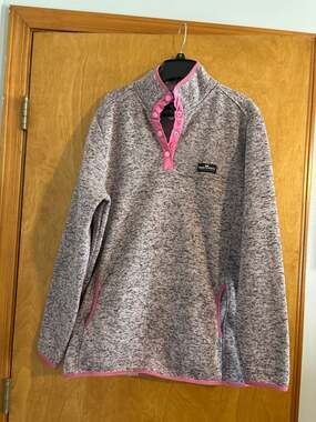 Simply Southern Women's Knit Snap Fleece Pullover Heather Gray/Pink XXL